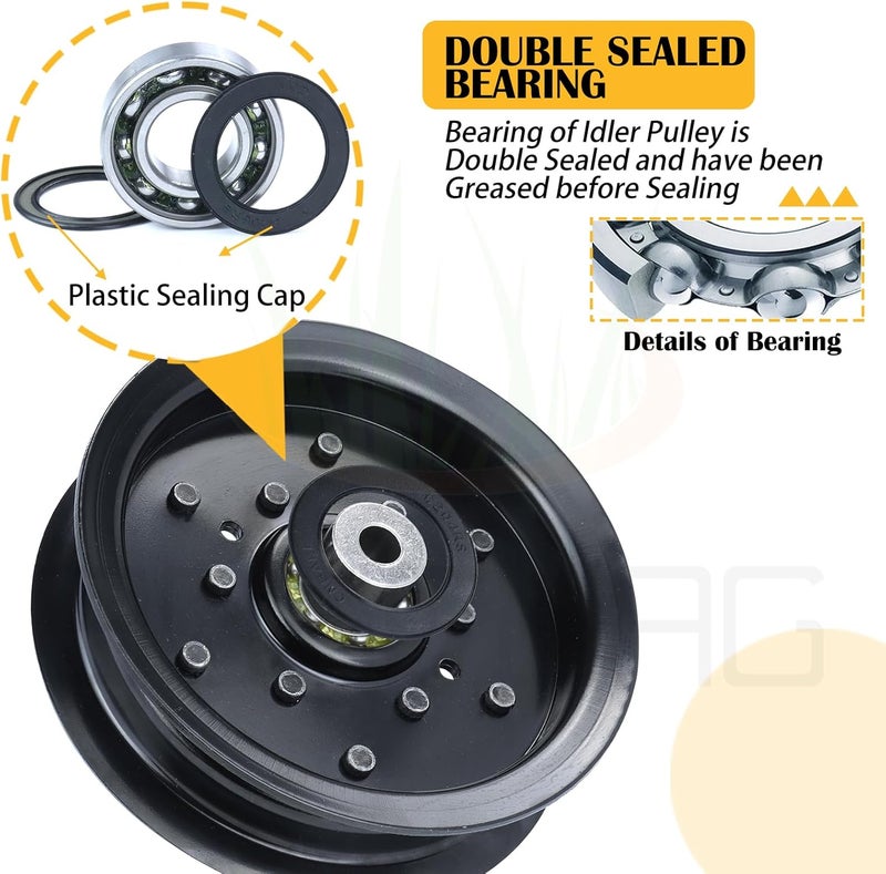BOSFLAG 196106 Idler Pulley Replaces 532197379, Craftsman 196106, 197379 for Husqvarna z254f Z254 YTH24V48 YTH24K48 YTH2348 YTH22V46 YTH21K46 YTH20K46 YTH18542 RZ5426 RZ5424 MZ54 LGT2654 Ride Mowers - Image 3